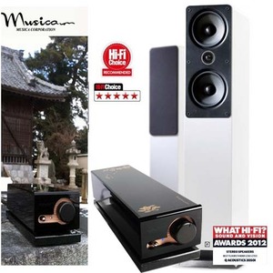 Q Acoustics (큐어쿠스틱) 2050i 화이트피아노마감 + Musica(뮤지카) Ibuki 인티앰프 이부키시리즈  일본생산